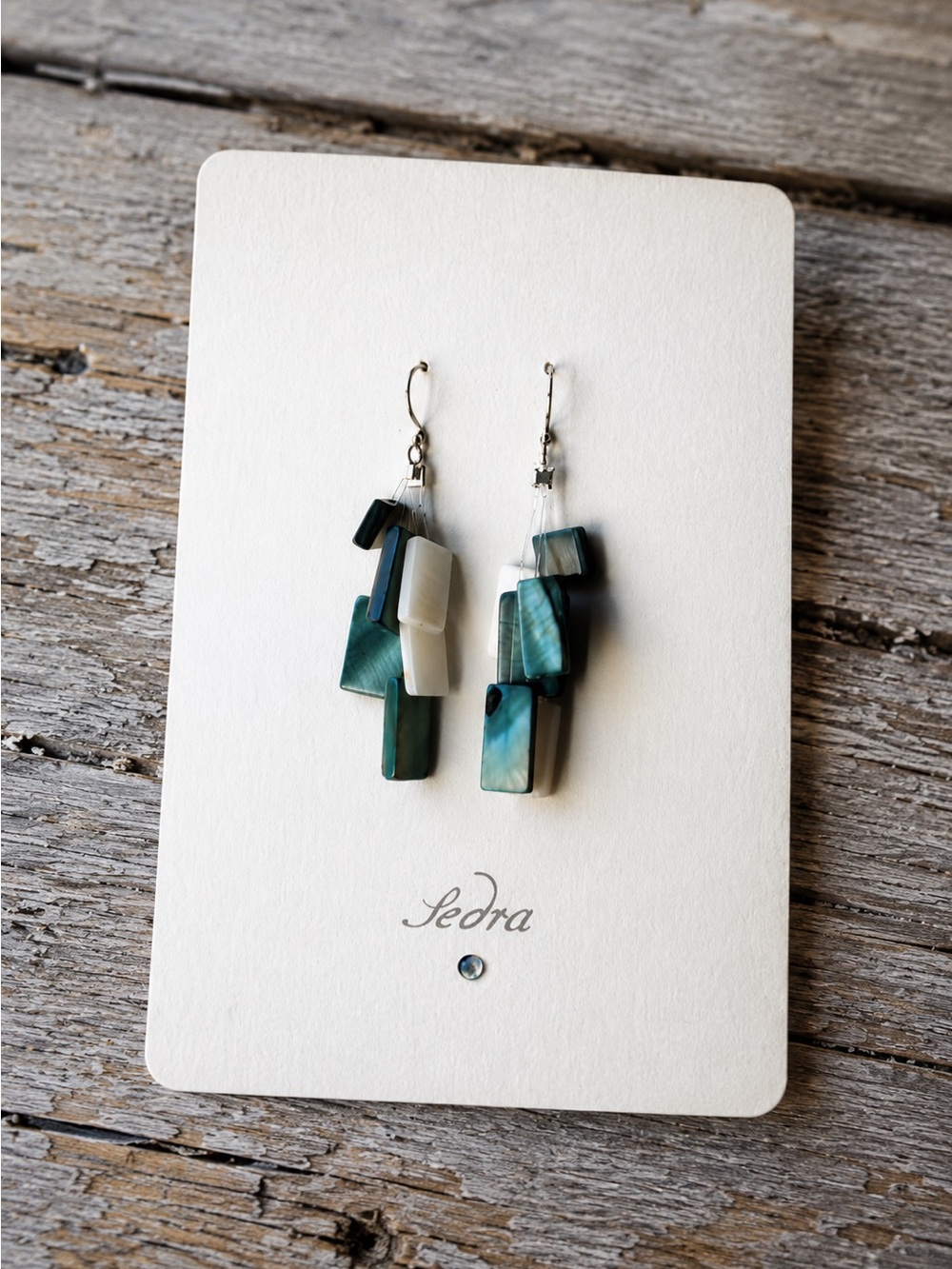 Teal Mother of Pearl Shell Earrings